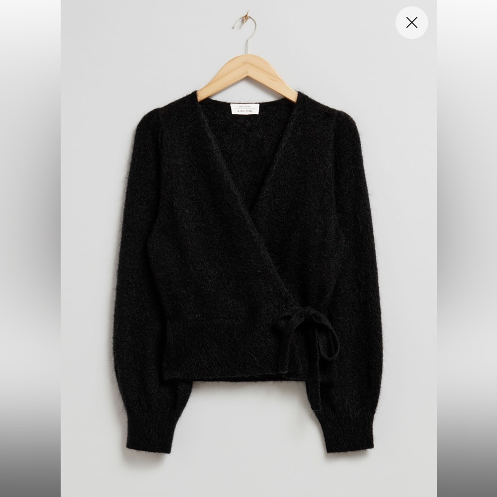 & Other Stories Black Knitted Wrap Sweater